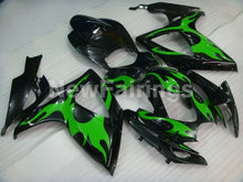 Charger l&#39;image dans la galerie, Black and Green Flame - GSX-R600 06-07 Fairing Kit -