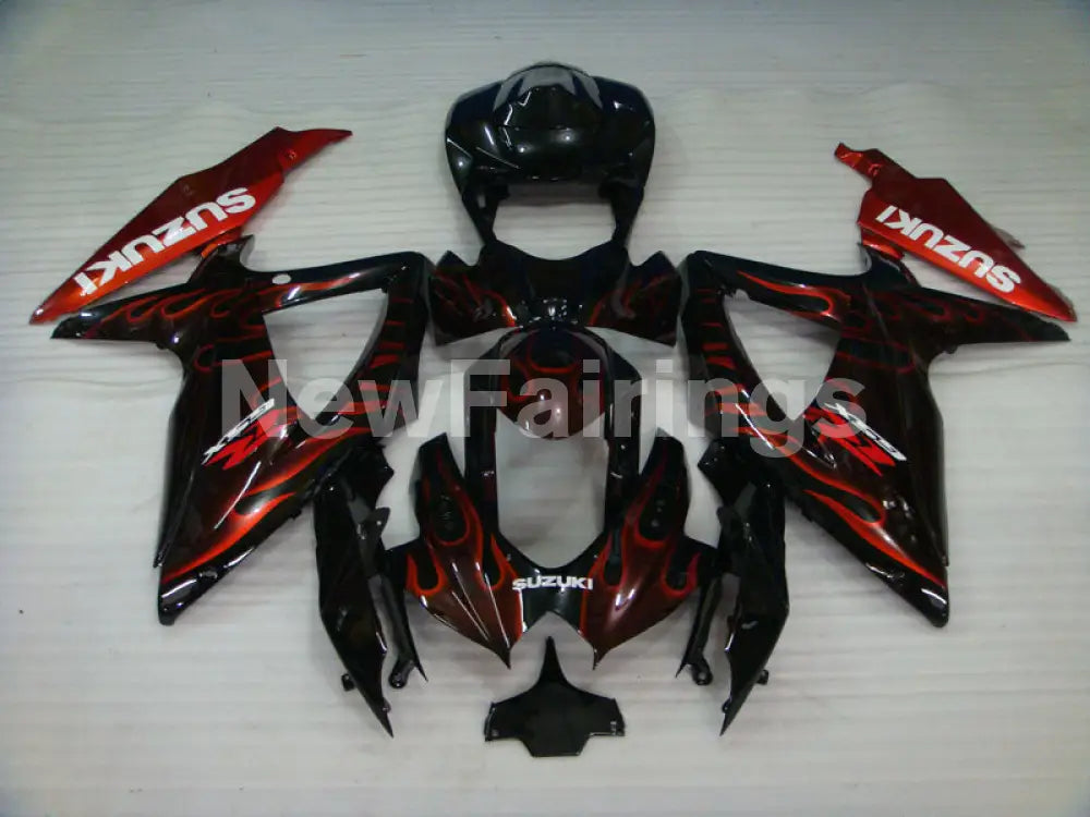 Black and Red Flame - GSX-R750 08-10 Fairing Kit Vehicles &