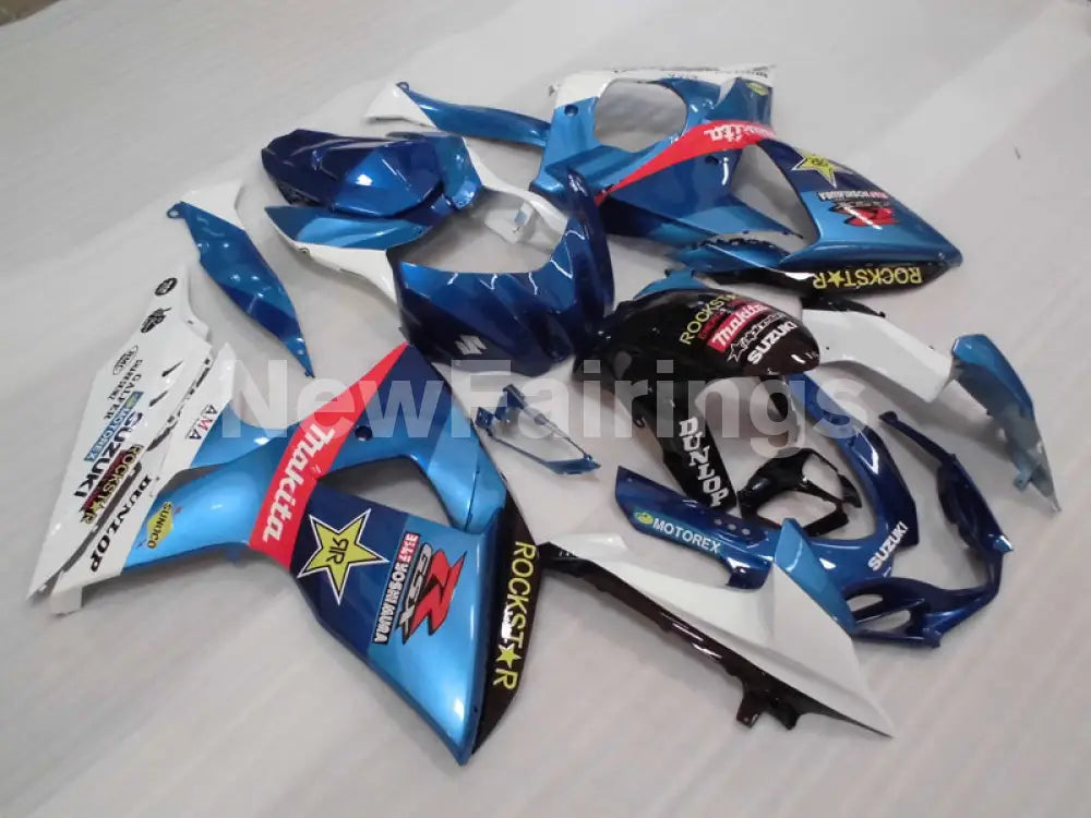 Blue and White ROCKSTAR - GSX - R1000 09 - 16 Fairing Kit