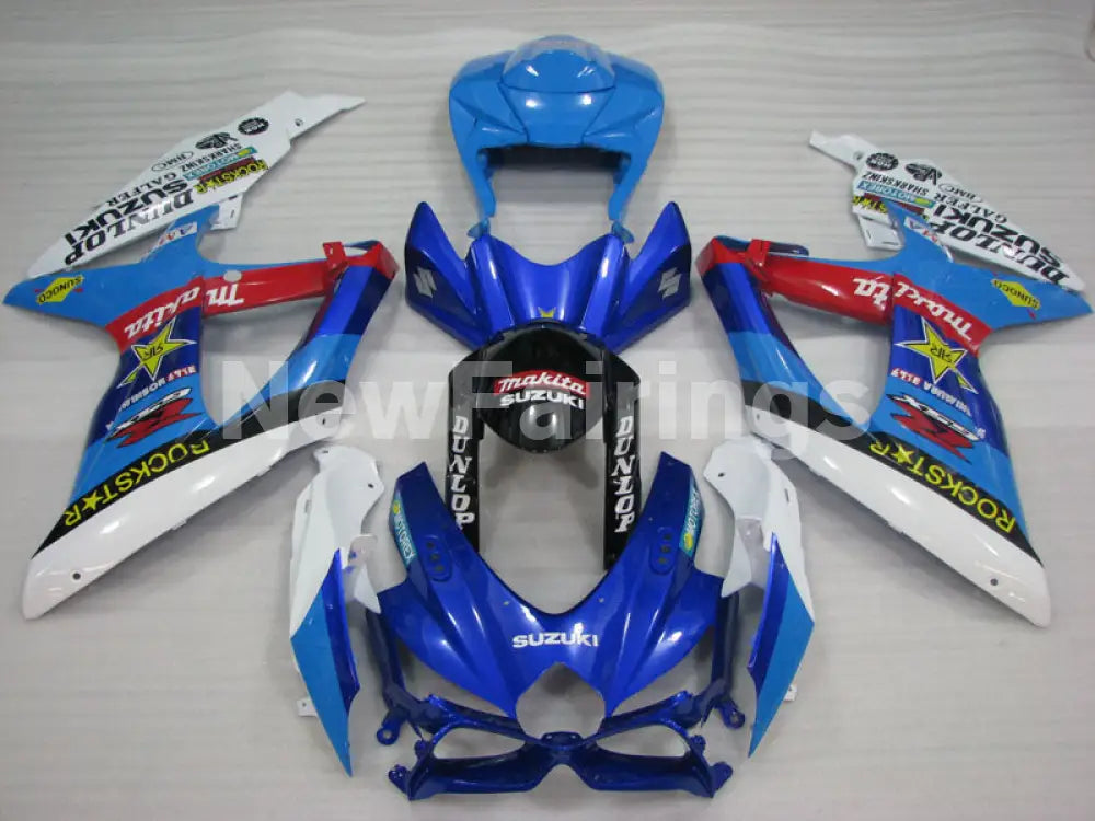 Blue and White ROCKSTAR - GSX-R750 08-10 Fairing Kit