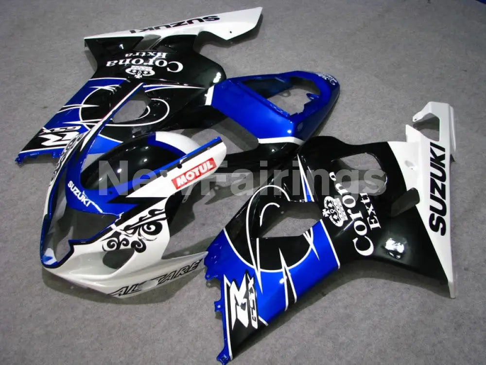 Blue and Black White Corona - GSX-R600 04-05 Fairing Kit -