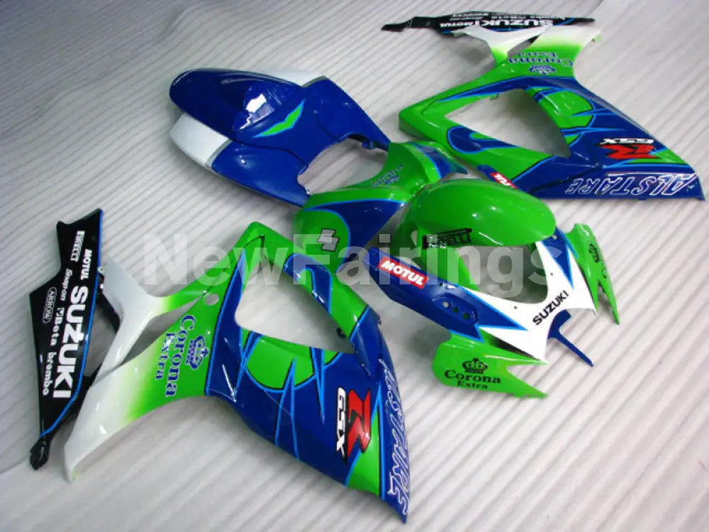 Green and White Blue Corona - GSX-R750 06-07 Fairing Kit