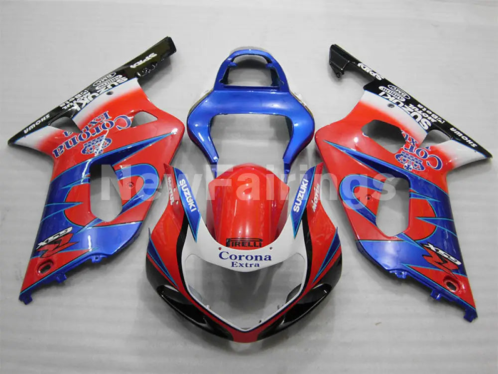 Red and Blue Corona - GSX-R600 01-03 Fairing Kit - Vehicles