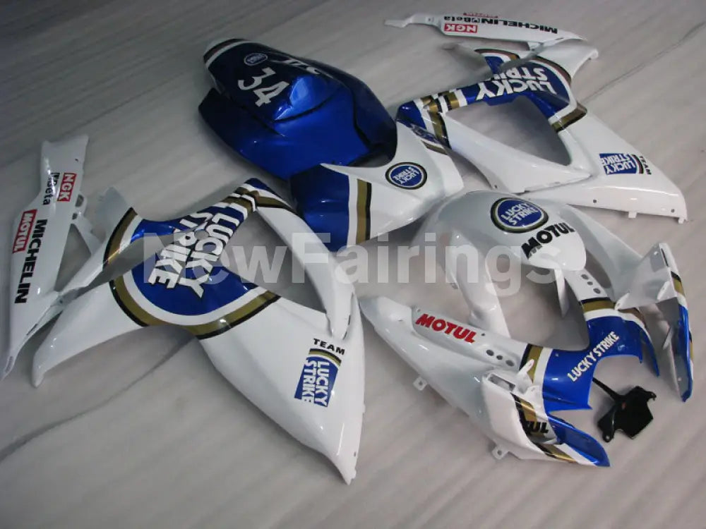White and Blue Lucky Strike - GSX-R600 06-07 Fairing Kit -
