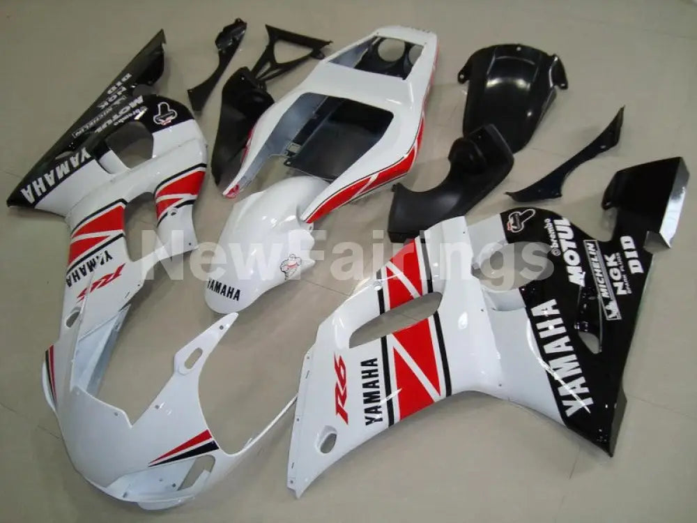 White and Red Black Michelin - YZF-R6 98-02 Fairing Kit Vehicles & Parts > Vehicle Parts & Accessories > Motor Vehicle