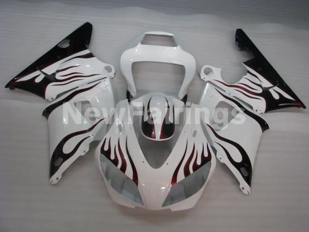 White and Wine Red Flame - YZF-R1 98-99 Fairing Kit