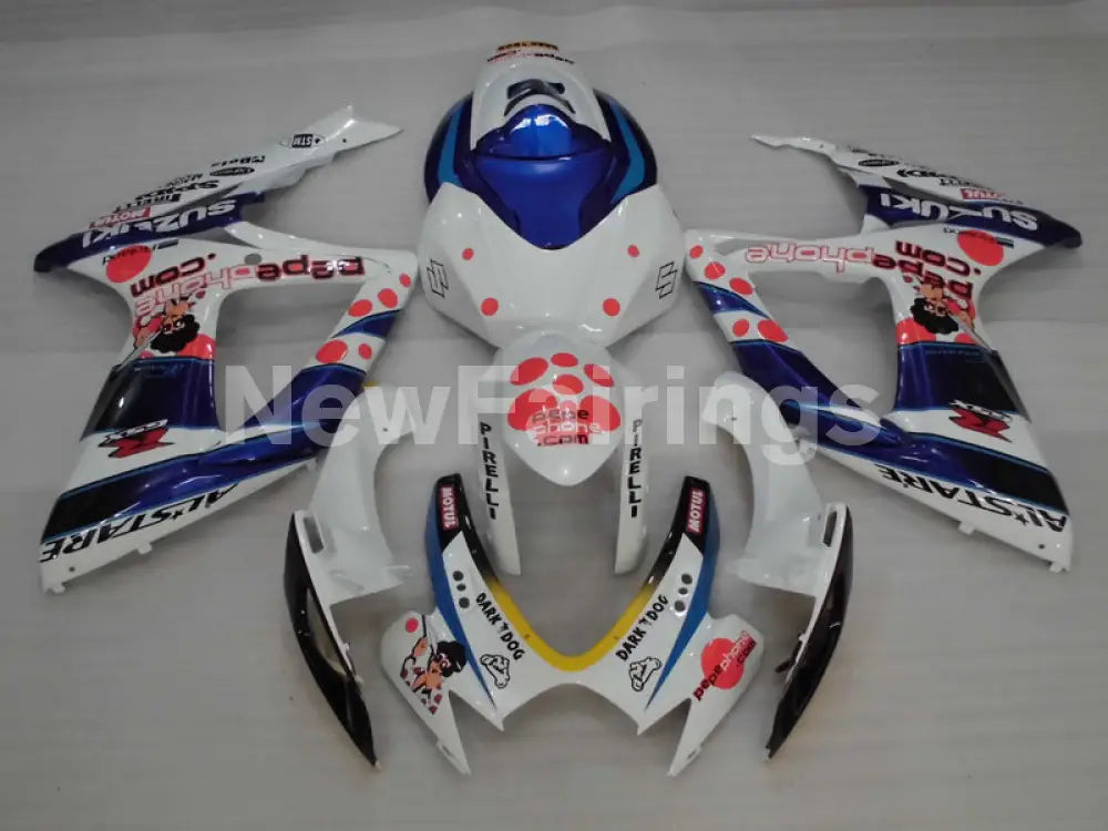 White and Blue Red Dark Dog - GSX-R750 06-07 Fairing Kit