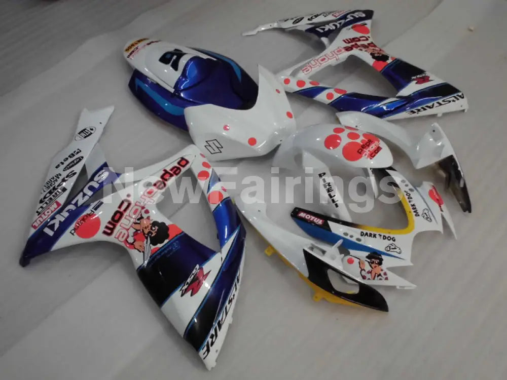 White and Blue Red Dark Dog - GSX-R750 06-07 Fairing Kit