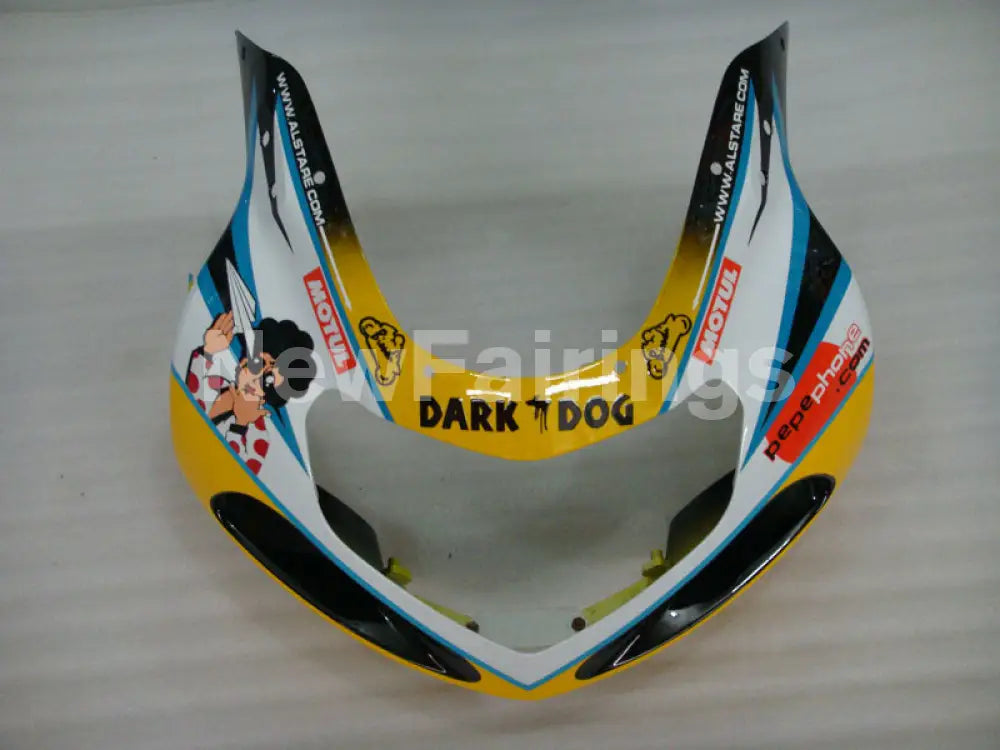 White and Blue Yellow Dark Dog - GSX-R600 01-03 Fairing Kit