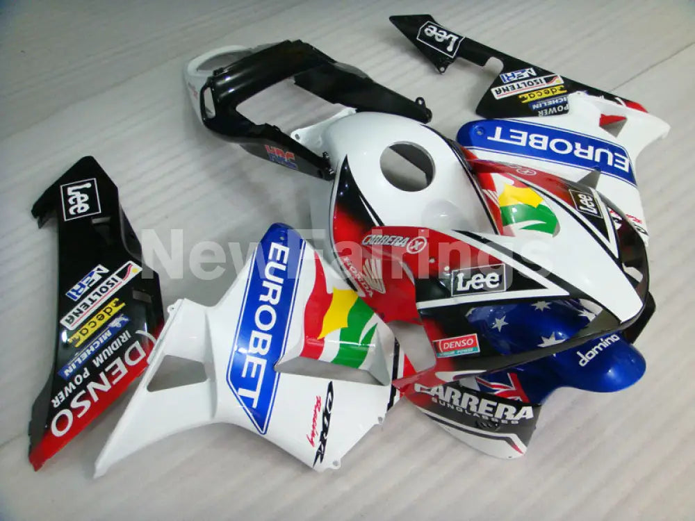 White and Red Blue Lee - CBR600RR 03-04 Fairing Kit -