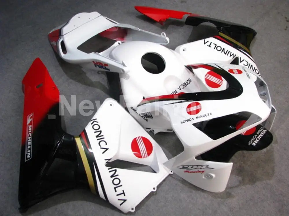 White and Red Konica Minolta - CBR600RR 03-04 Fairing Kit -