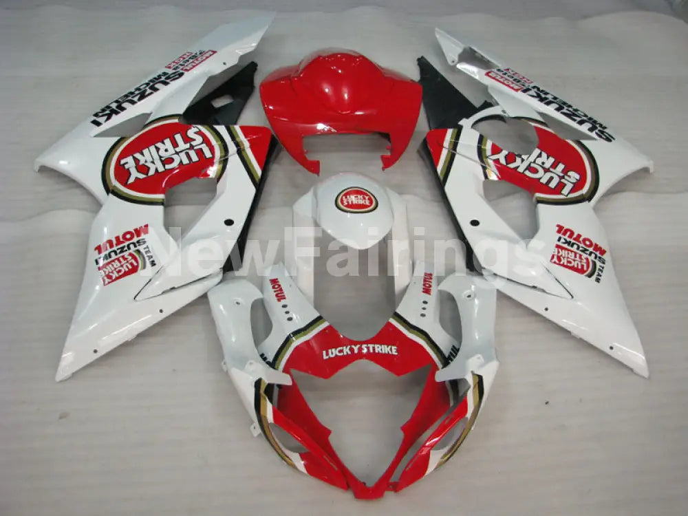 White and Red Lucky Strike - GSX - R1000 05 - 06 Fairing