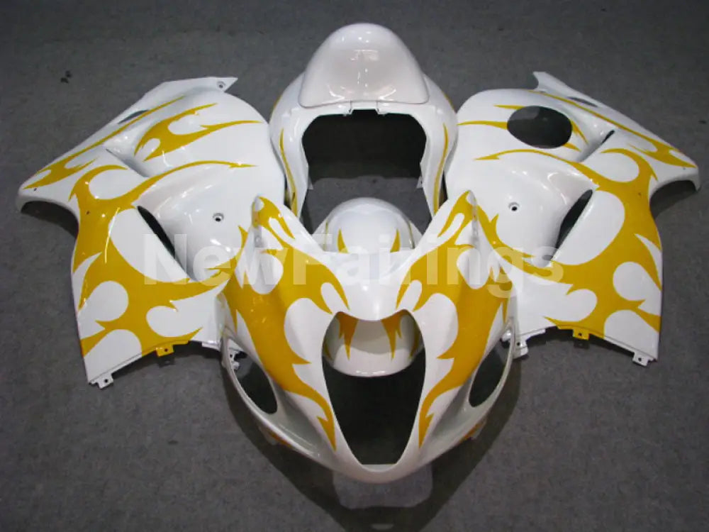 White and Yellow Flame - GSX1300R Hayabusa 08-20 Fairing